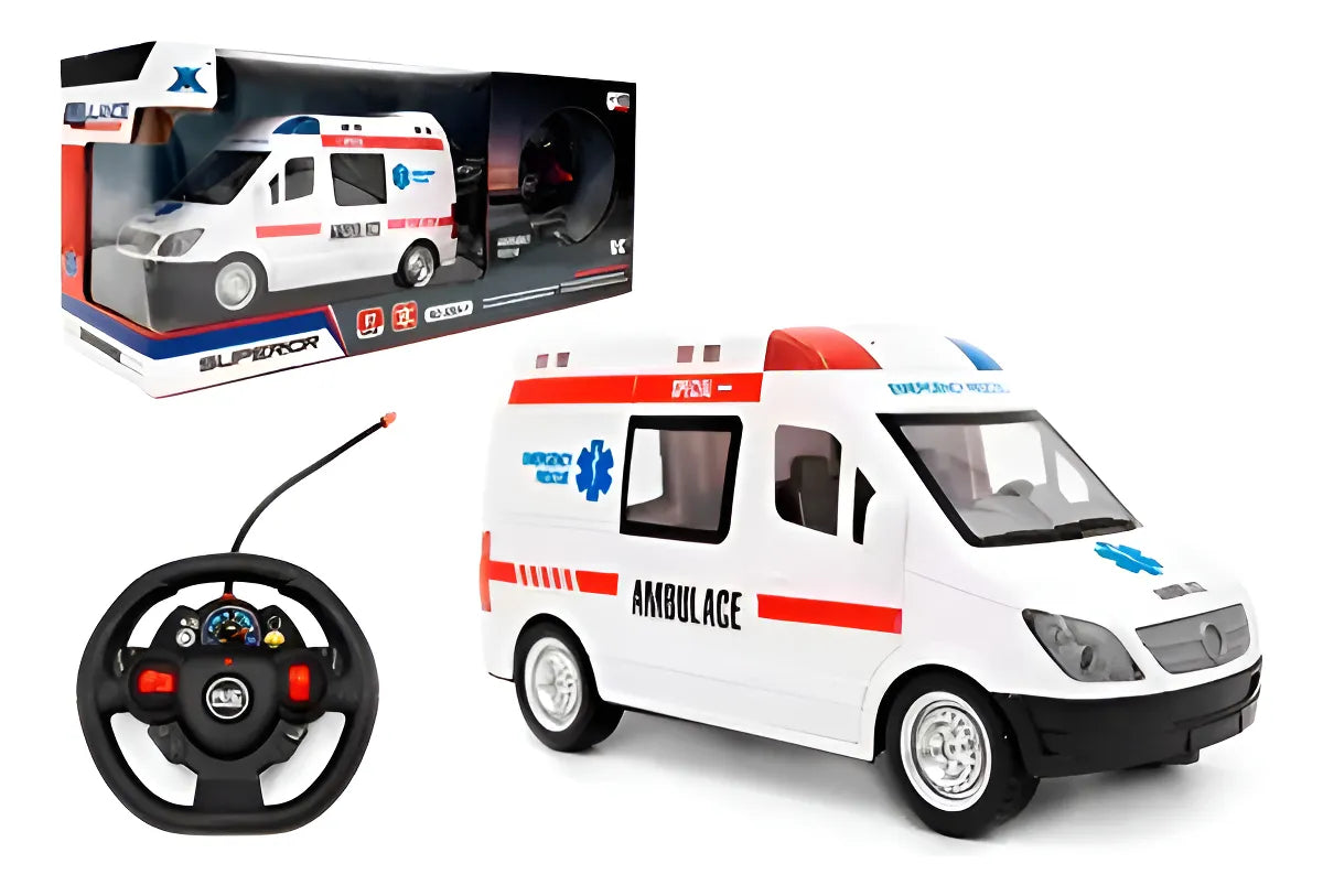 Ambulancia A Control Remoto Con Luces Y Sonidos Blanco