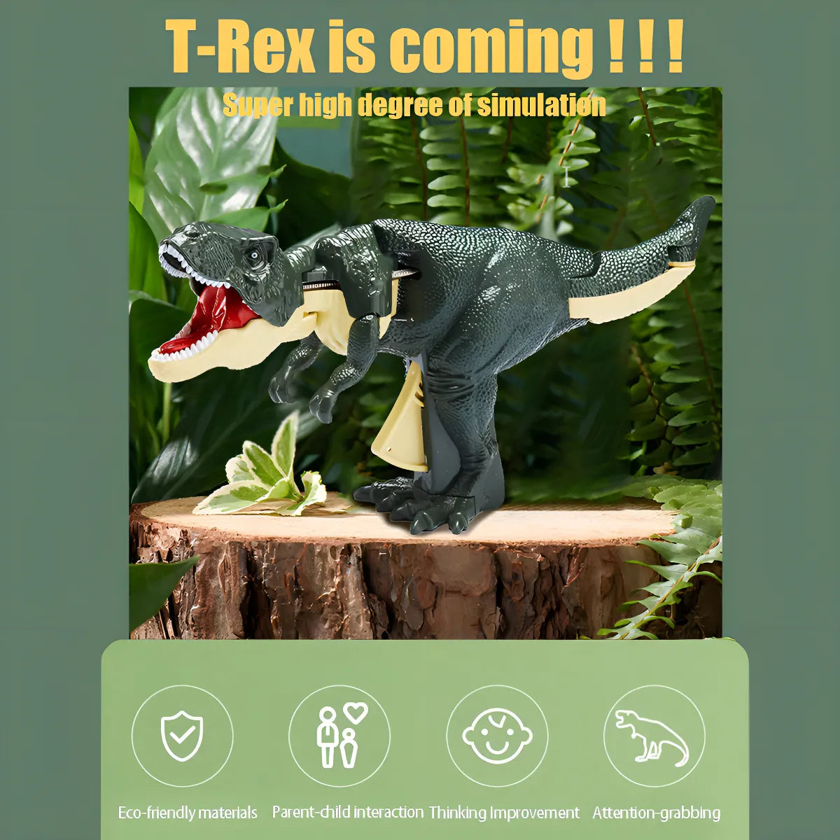 Dinosaurios Zazaza T Rex Con Luces Y Sonido Tiktok Moda Zaza Color Verde