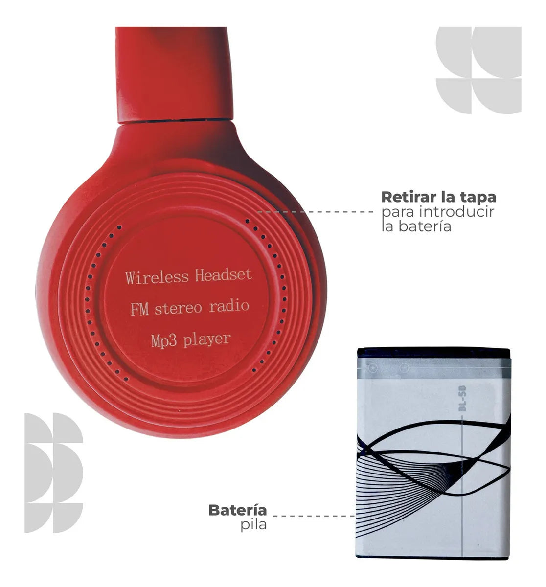 Audifonos Inalámbricos Wireless N65bt Color Rojo