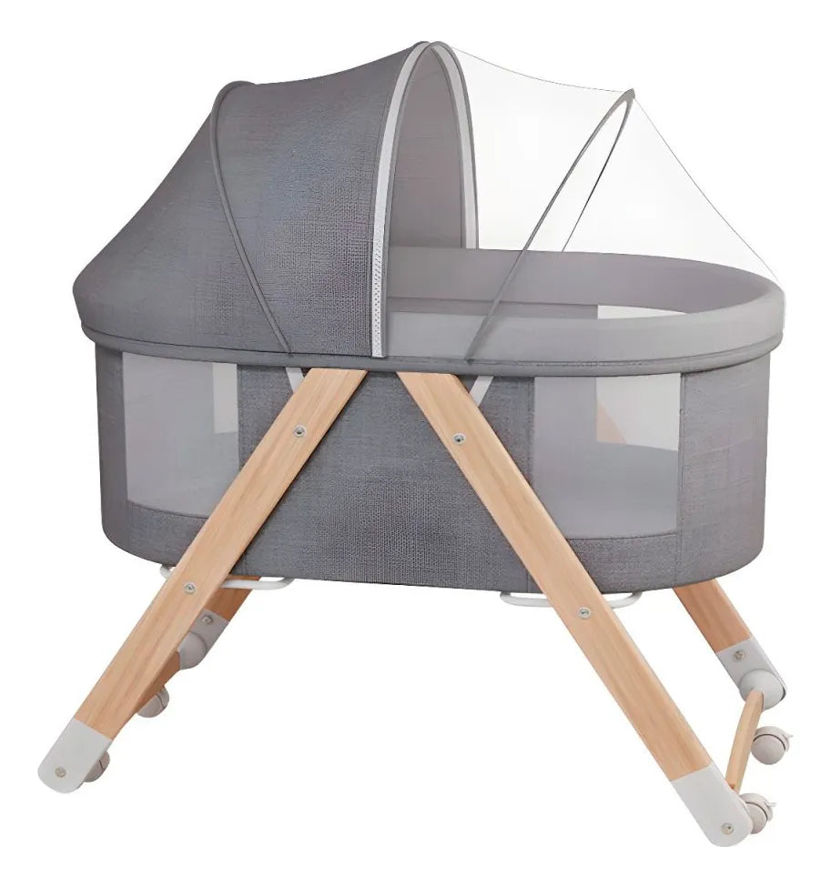 Cuna Corral Bebé Portátil Plegable Mosquitero Y Organizador Color Gris Oscuro Diseño De La Tela Liso