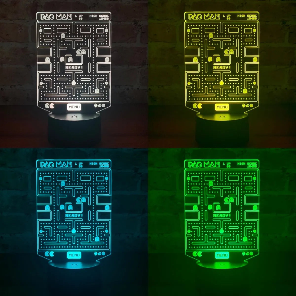 Lámpara De Noche Led Pac Man Decoración Regalo Holograma Negra