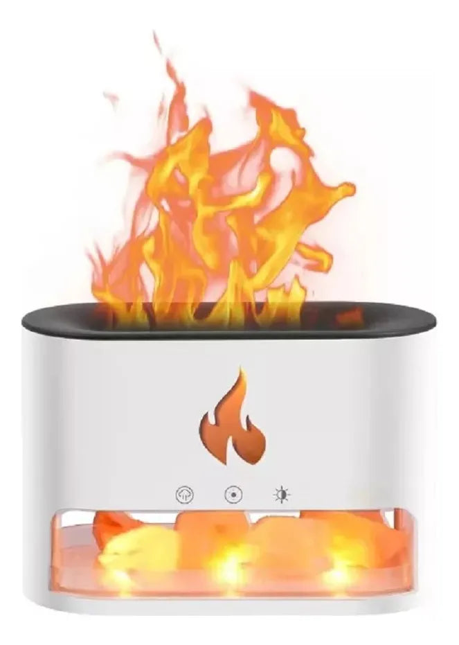 Humificador Difusor De Aromas Efecto Piedras Chimenea Fuego Color Blanco