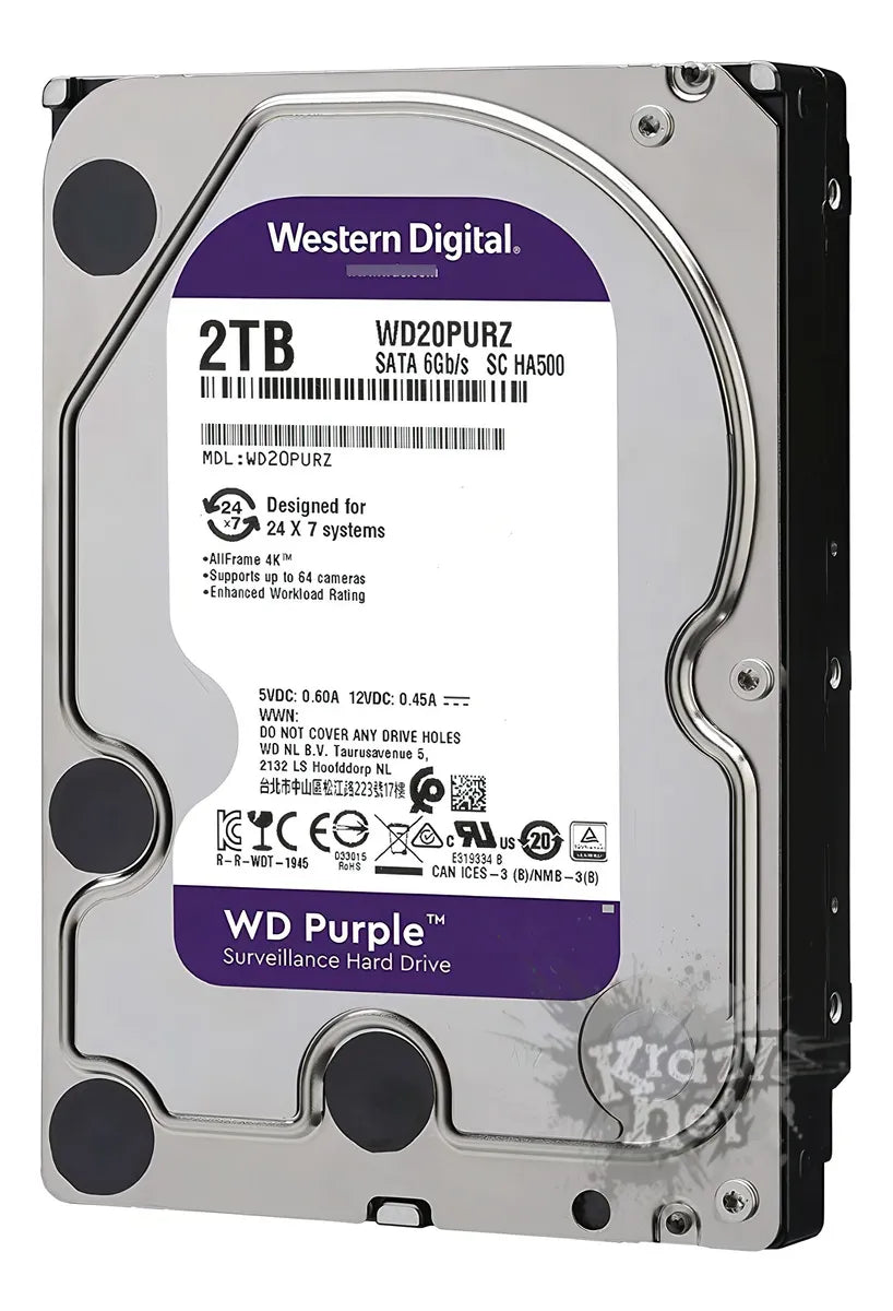 Disco duro interno Western Digital WD Purple WD20PURZ 2TB púrpura