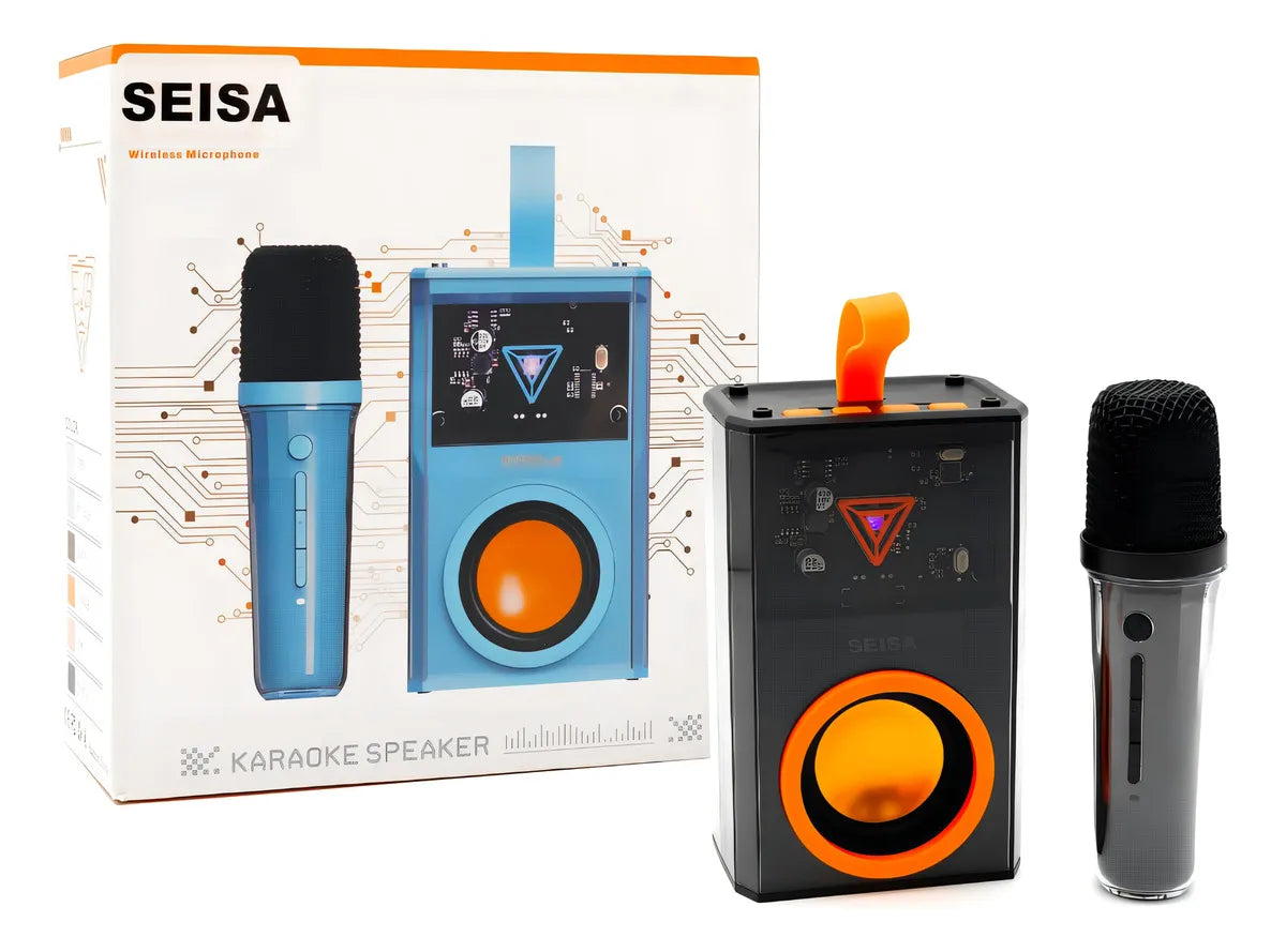 Mini Parlante Y Micrófono Karaoke Inalámbrico Megáfono Bt Color Celeste