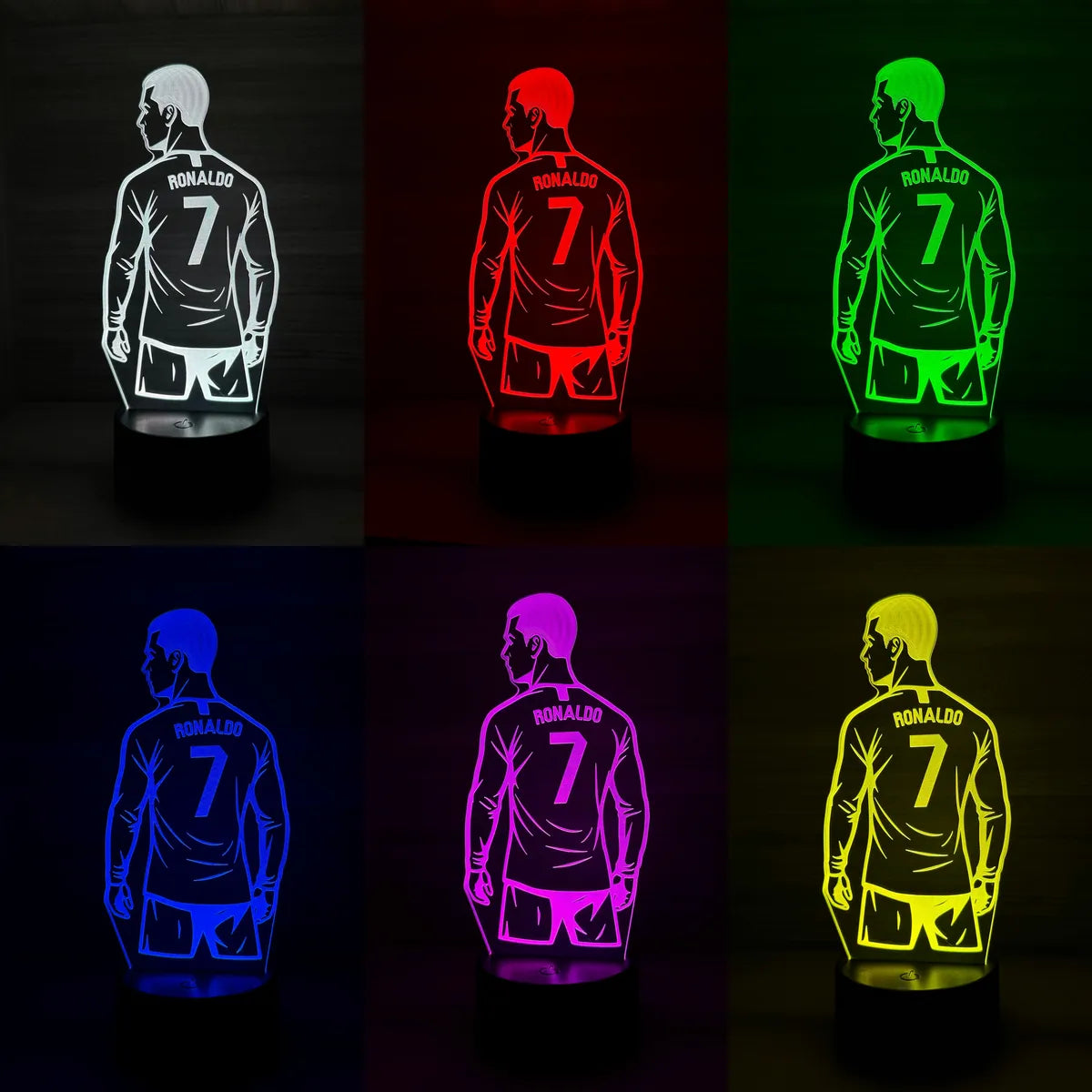 Lámpara De Noche Led Cristiano Ronaldo Cr7 Holograma Regalo - Negra