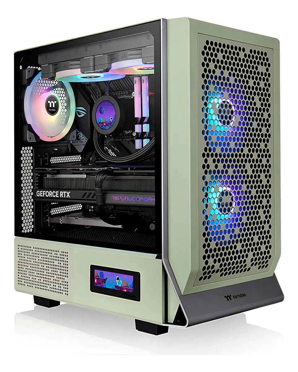 Gabinete Ceres 300 Matcha Green Tg Argb con 3 ventiladores Tt