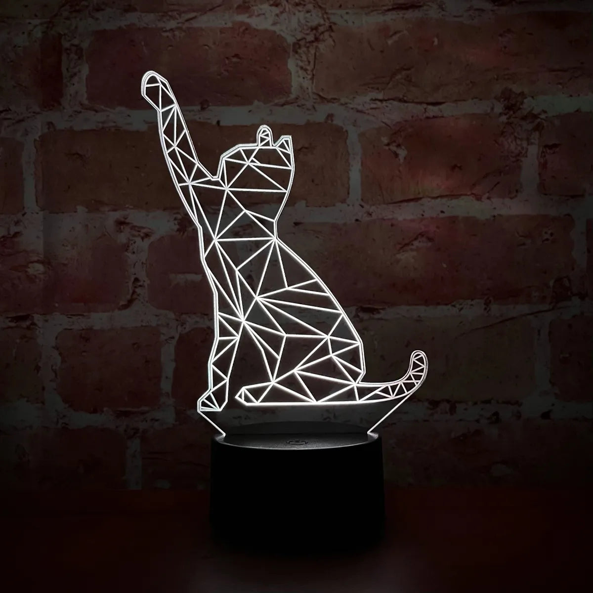 Lámpara De Noche Led Gato 3d Holograma Decoración Regalo Negra