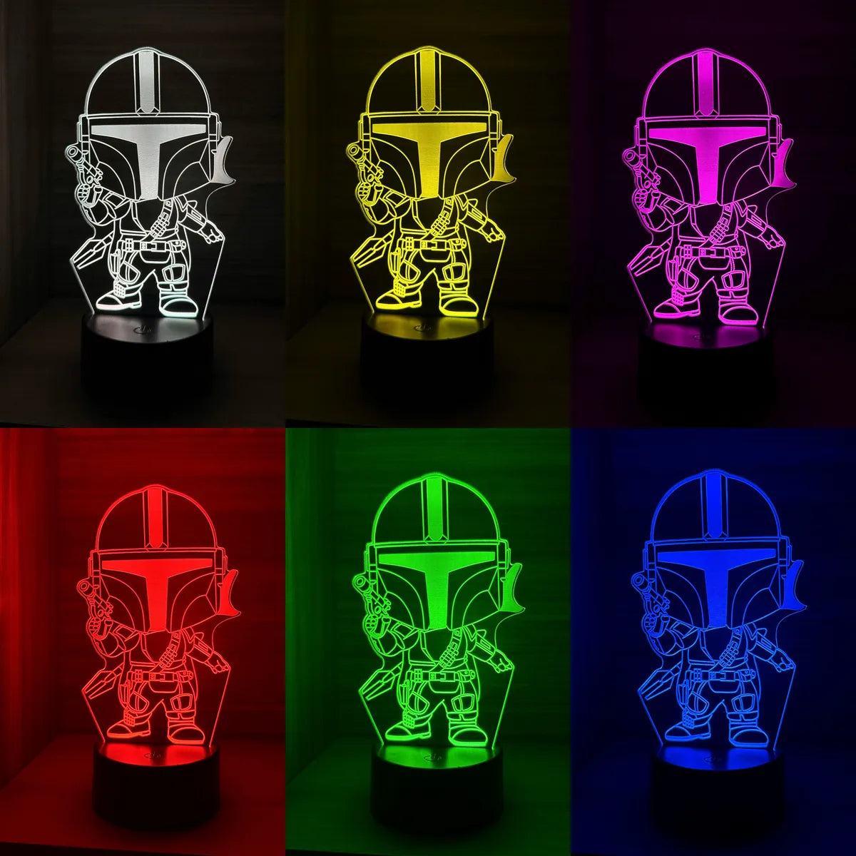 Lámpara De Noche Led The Mandalorian Decoración Regalo Negra