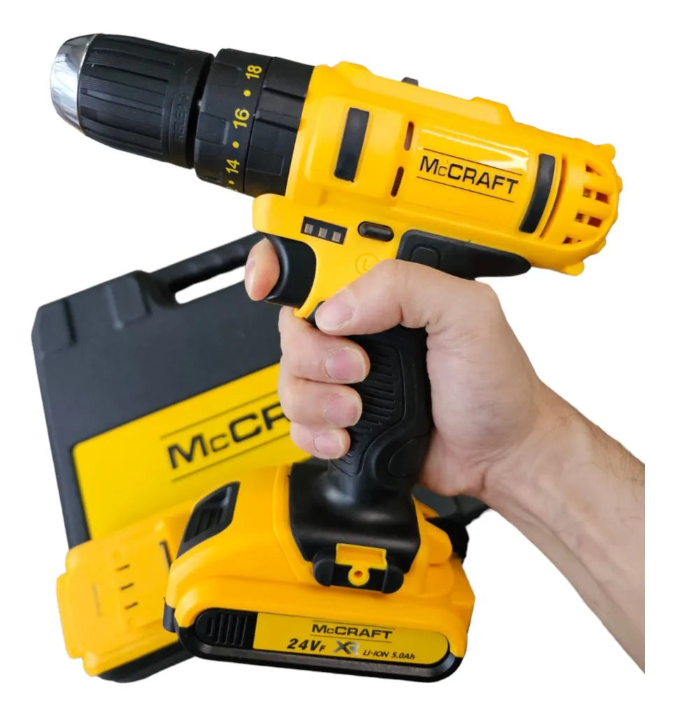 Taladro Atornillador Percutor Inalámbrico 24v Voltios 3/8'' Amarillo 50/60