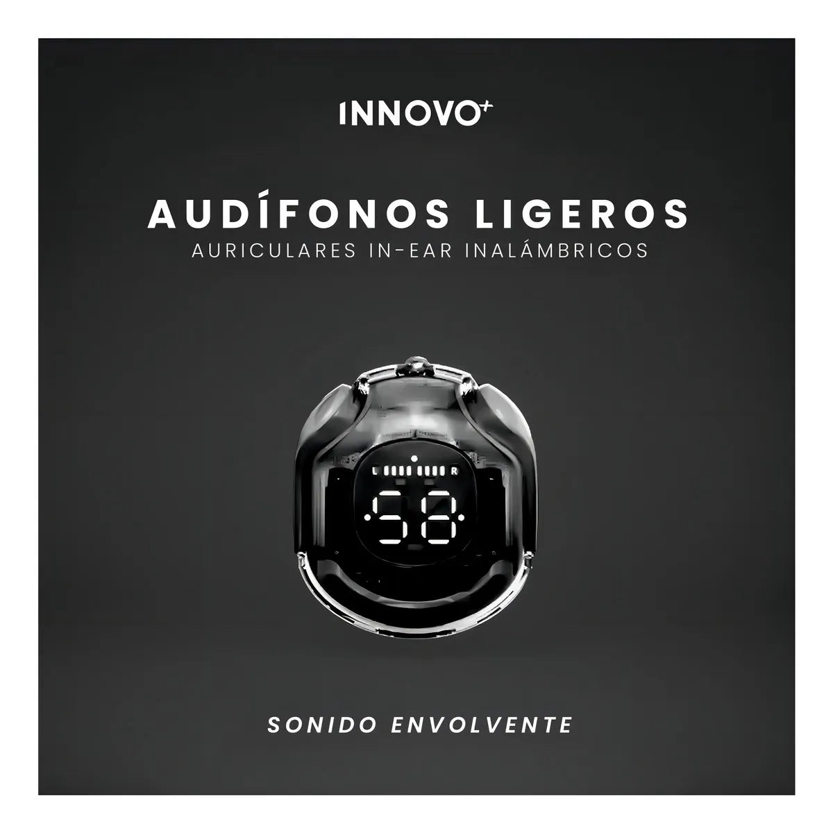 Audífonos Innovo PodsPRO Bluetooth Inalámbricos Negro con Micrófono y Luz LED
