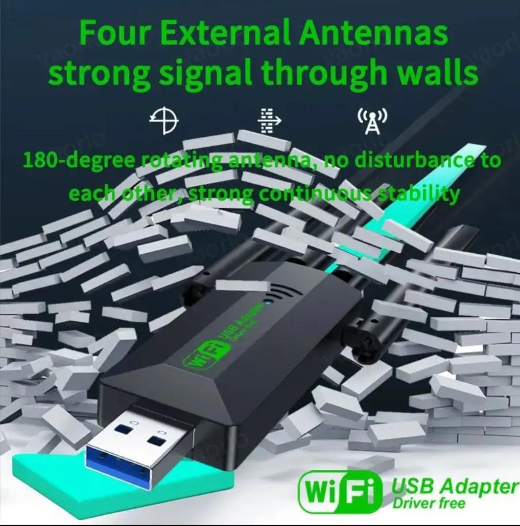 Adaptador Usb Wifi Doble Banda 4 Antenas Tarjeta 5g 1300 Mb