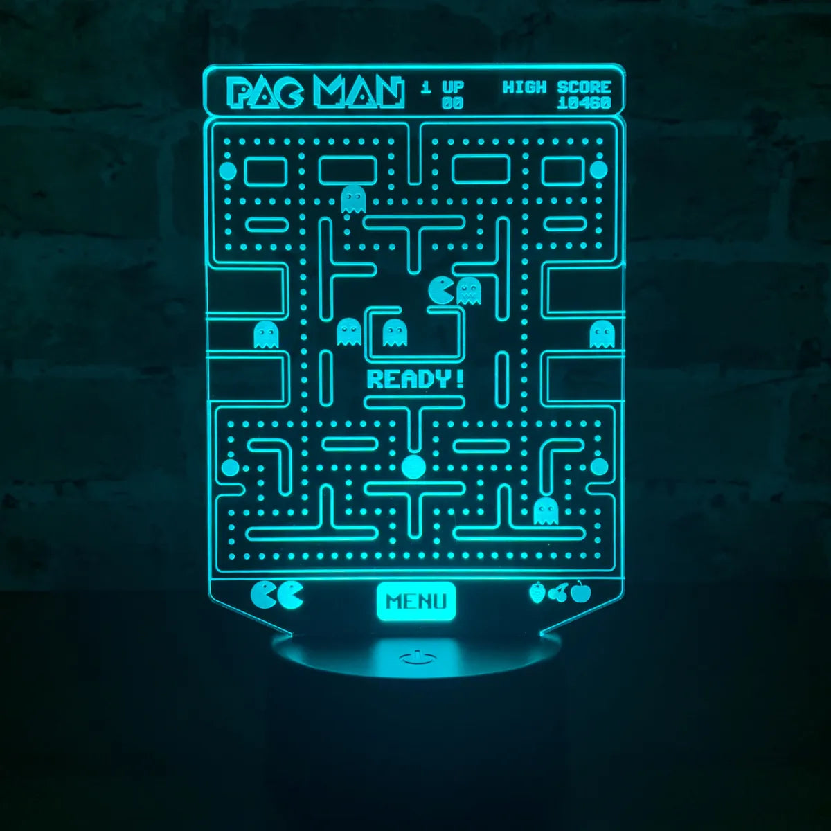 Lámpara De Noche Led Pac Man Decoración Regalo Holograma Negra