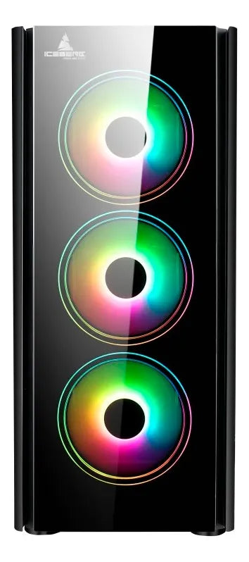 Chasis Gabinete Iceberg Crystal G9 Atx - 4 Ventiladores Rgb Color Negro