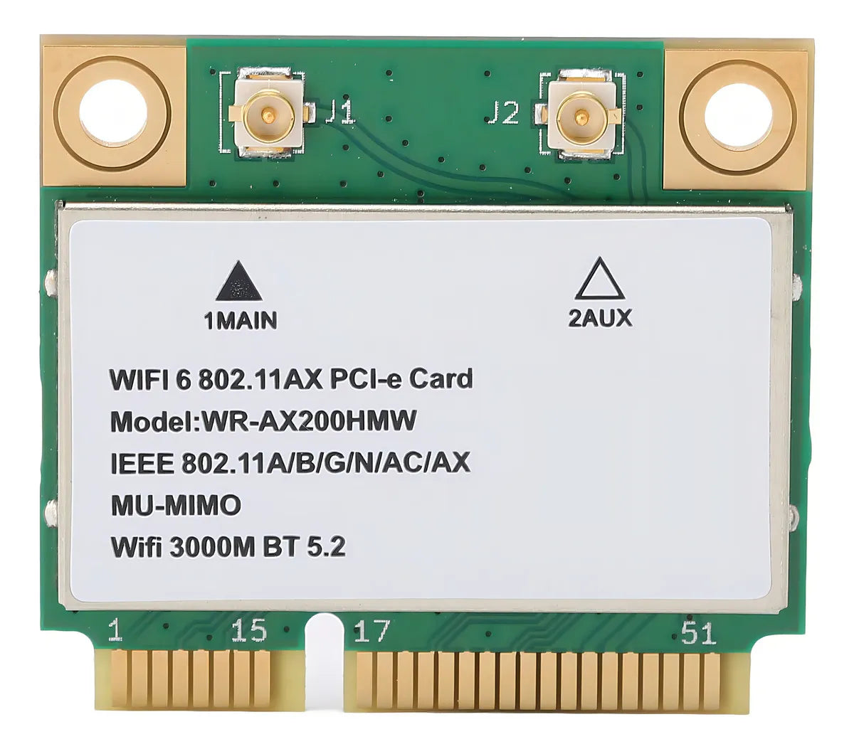 Ax200hmw Tarjeta Inalámbrica Wifi 6 De Doble Banda 802.11 A/b/g/n/ac/ax Half Mini I-e Adaptador De Red De Tarjeta Wifi Bt5.2 Para , Portátiles, Solo Para (64 Bits)