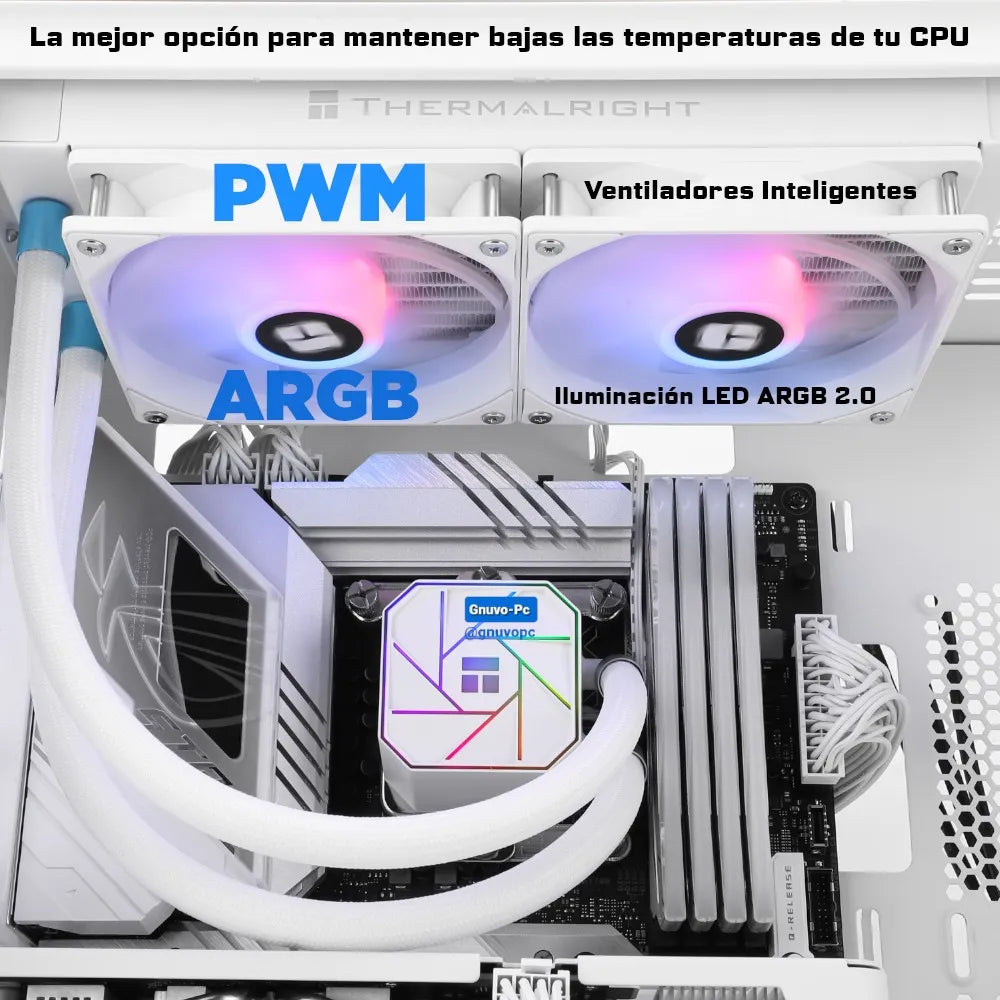 Refrigeracion Liquida Ta 240 Mm Argb Lga 1700 Am5 Am4 Blanca