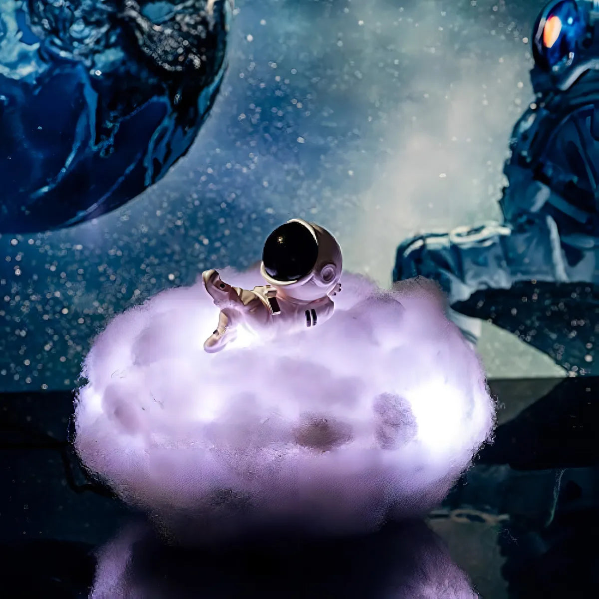 Lámpara Led De Astronauta Con Nubes Coloridas - Lámpara Led