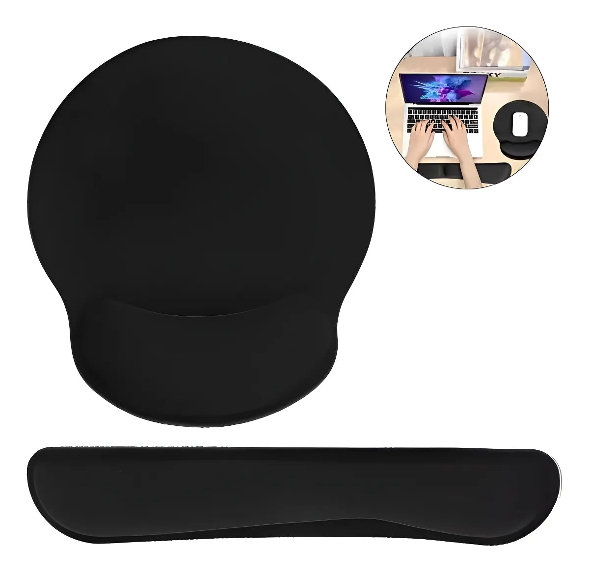 Combo Pad Mouse Y Reposa Muñecas De Teclado Ergonómico Negro Fnatic