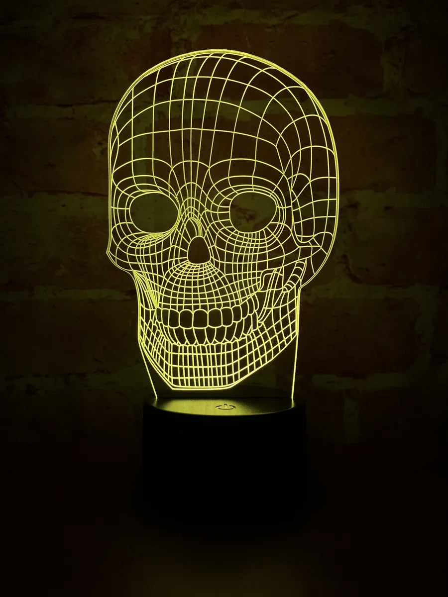 Lámpara De Noche Led 3d Calavera Holograma Decoración Regalo Negra