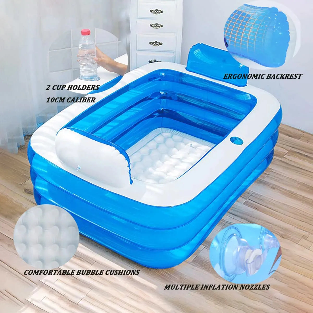 Banera Inflable Doble Para 2 Personas, Aire Electrica Y Repo