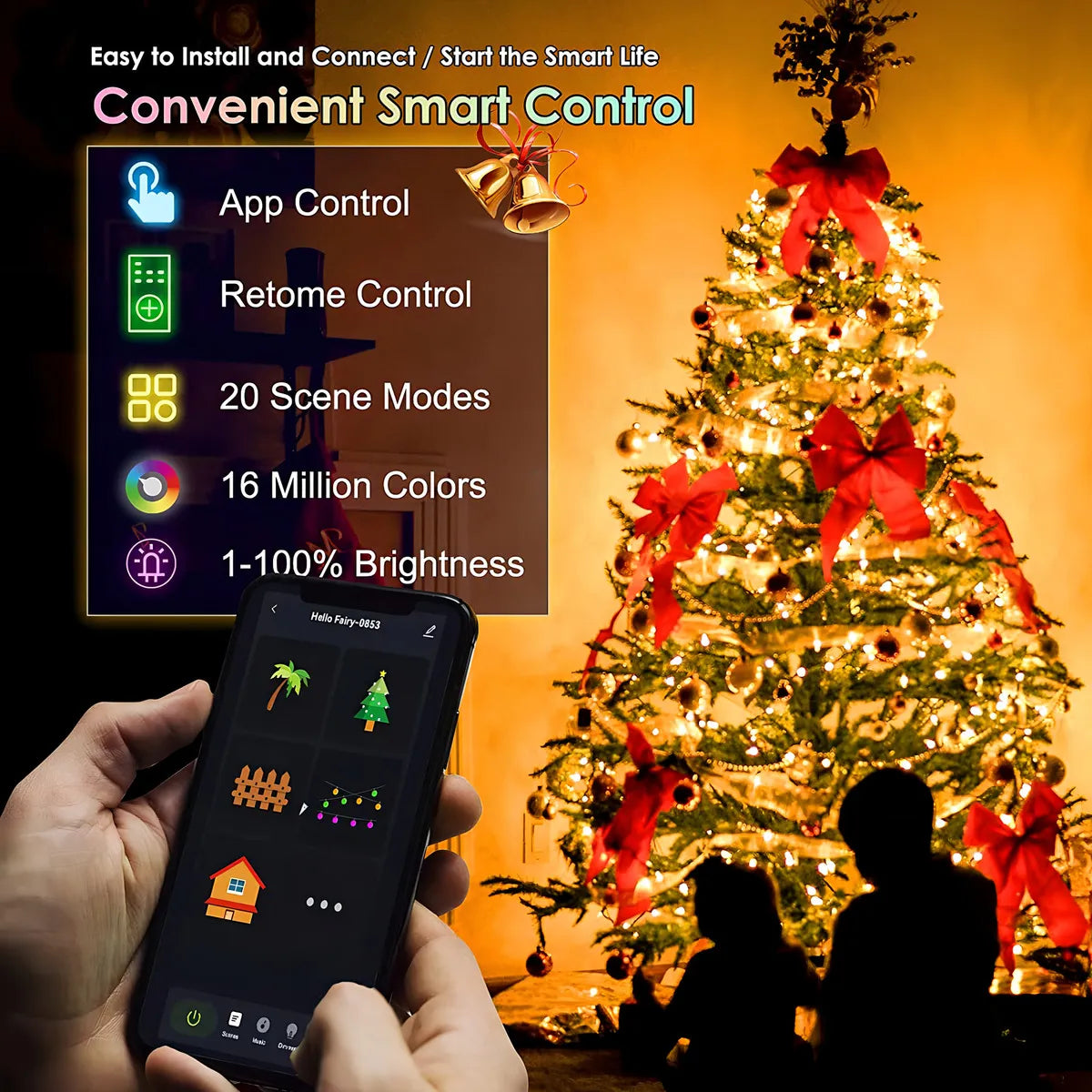 Luces Led Navideñas Efecto Arcoíris Decoración Hogar Habitación Navidad Control App Bt 10 Metros 66 Luces Marca Dosyu Modelo Bsl10