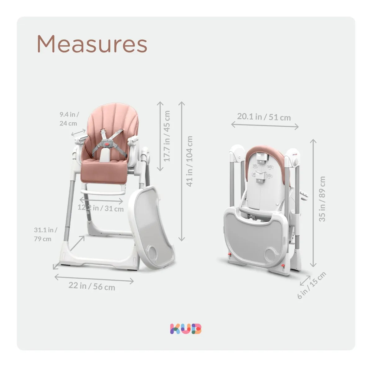 Silla Alta Plegable 3 En 1 Para Bebé 7 Alturas 4 Reclinables