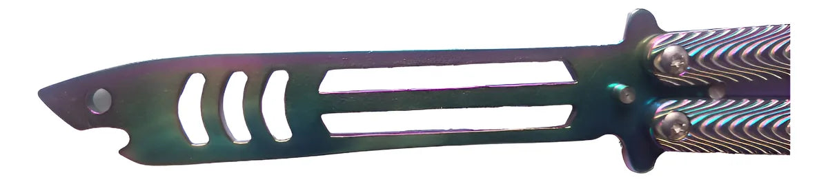 Navaja Cuchillo Mariposa De Entrenamiento Acero Camping Plateado