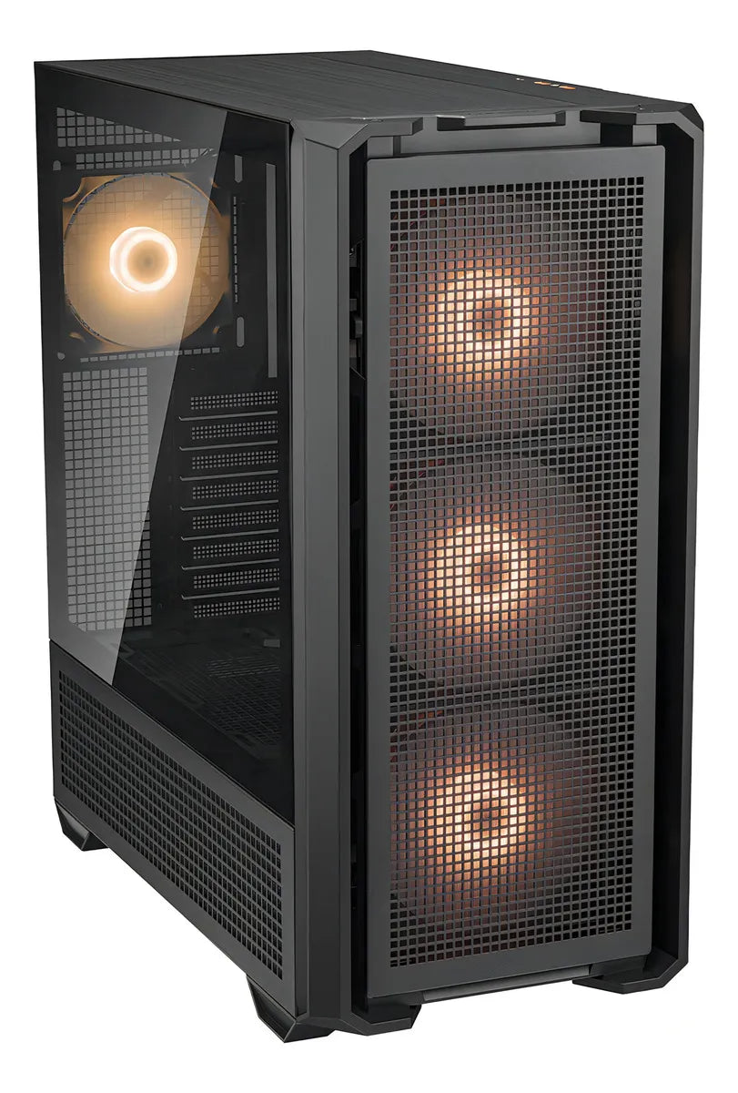 Armario para jugadores Cougar Mx600 Rgb Mesh Black Temp Glass. Completo