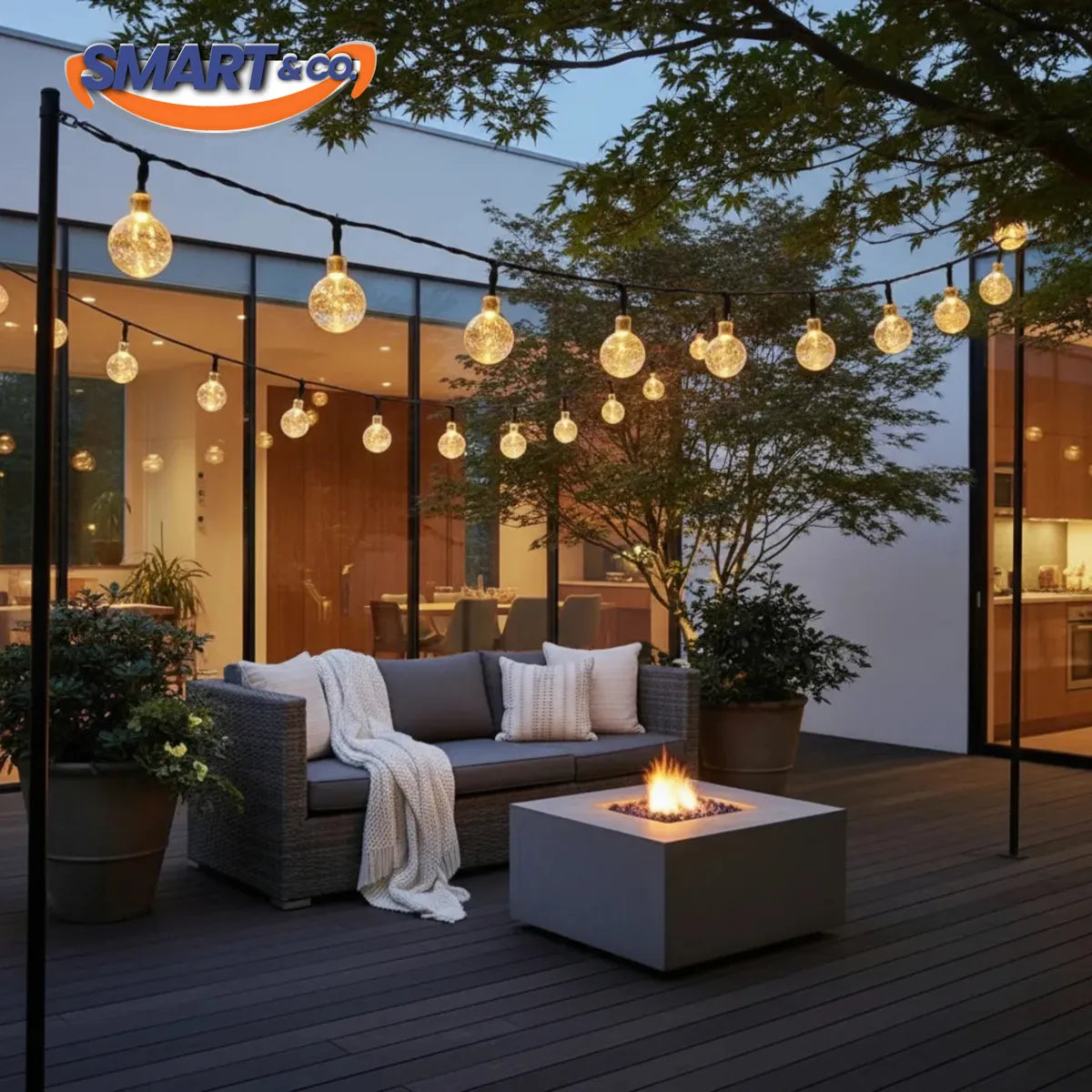 Luces Navideñas 50 Led Globos Solar Navidad Guirnalda 8 Modo Amarillo Cálido