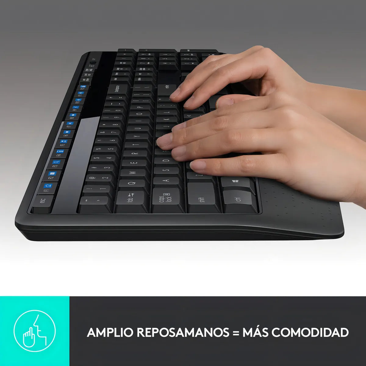 Combo Inalámbrico Logitech Mk345 + Alfombrilla Xl (80x30cm) Mouse Negro Teclado Negro
