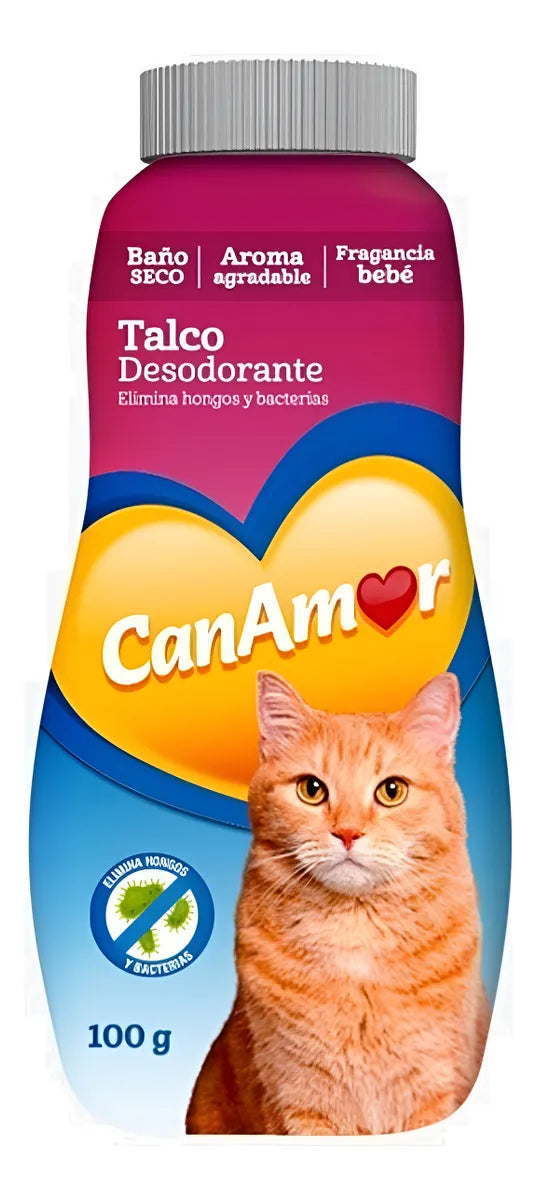 Talco Canamor Baño Seco Gatos 100g Y A Bebé