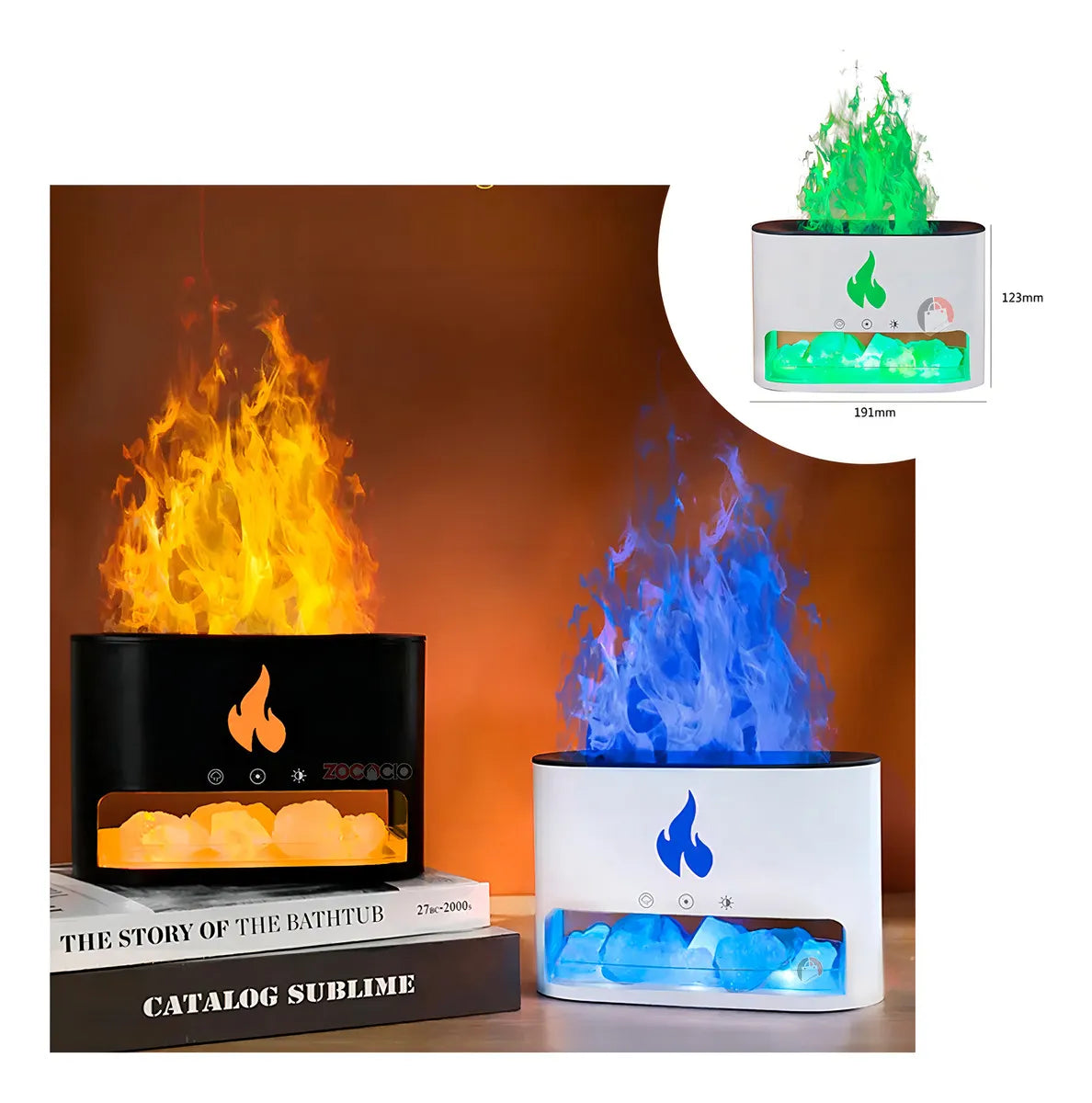 Humidificador De Aire Difusor De Aromas Con Piedra Himalaya Color Negro