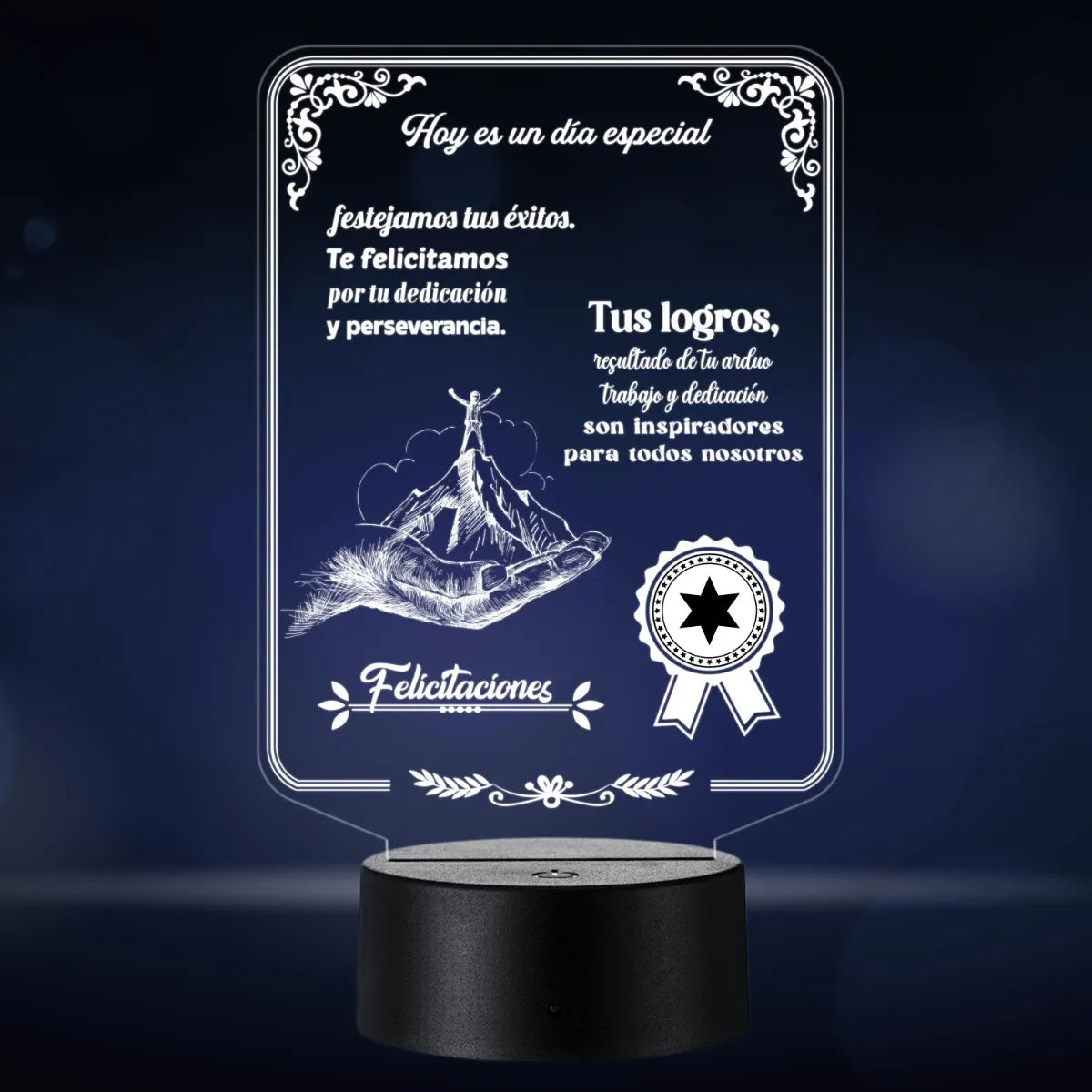 Lámpara De Noche Regalo Felicitaciones Grado Decoración Negro