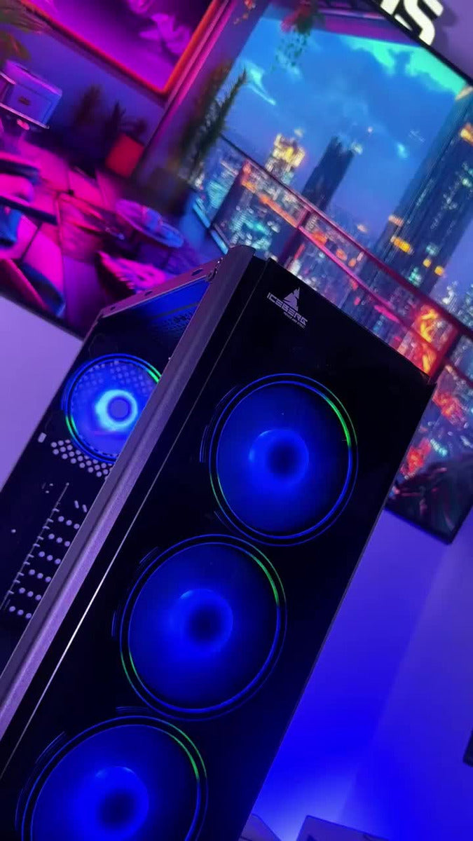 Caja Gabinete Iceberg Crystal G9 Atx - 4 Ventiladores Rgb Color Negro