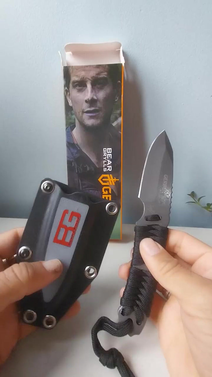 Cuchillo Puñal Gerber Bear Grylls Y Funda Rescate Senderismo Negro
