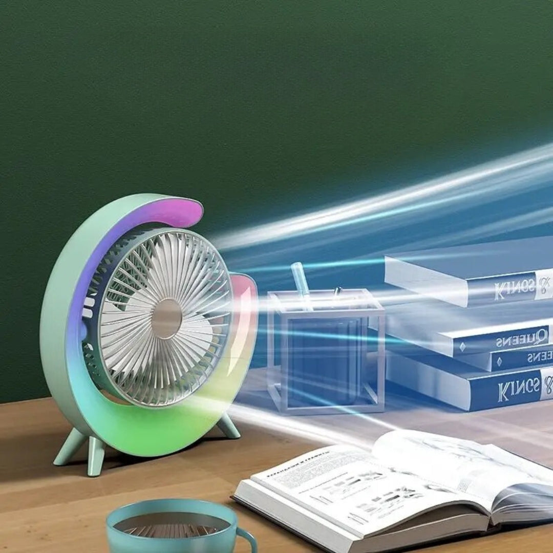 Mini Ventilador De Mesa Recargable Con Luz Led F10