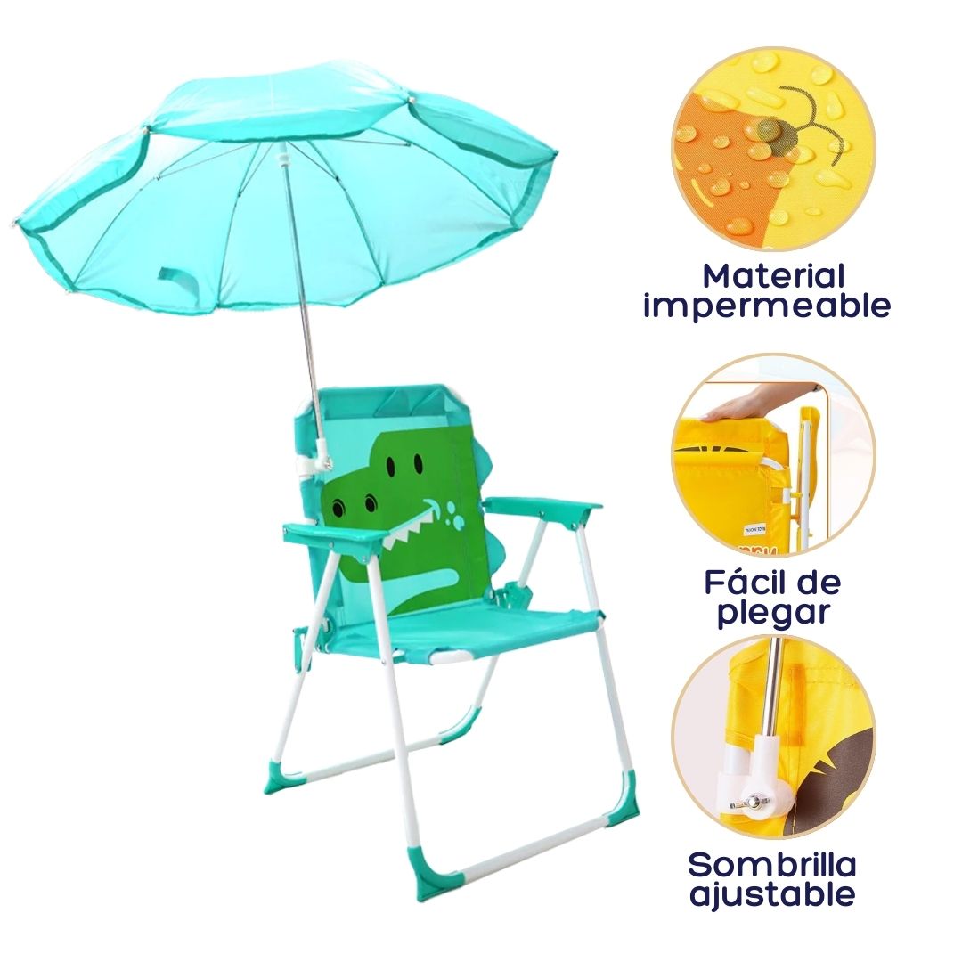 SILLA PLAYERA CON SOMBRILLA PARA NIÑOS ESTAMPADO DE COCODRILO 093-557 MUNBE