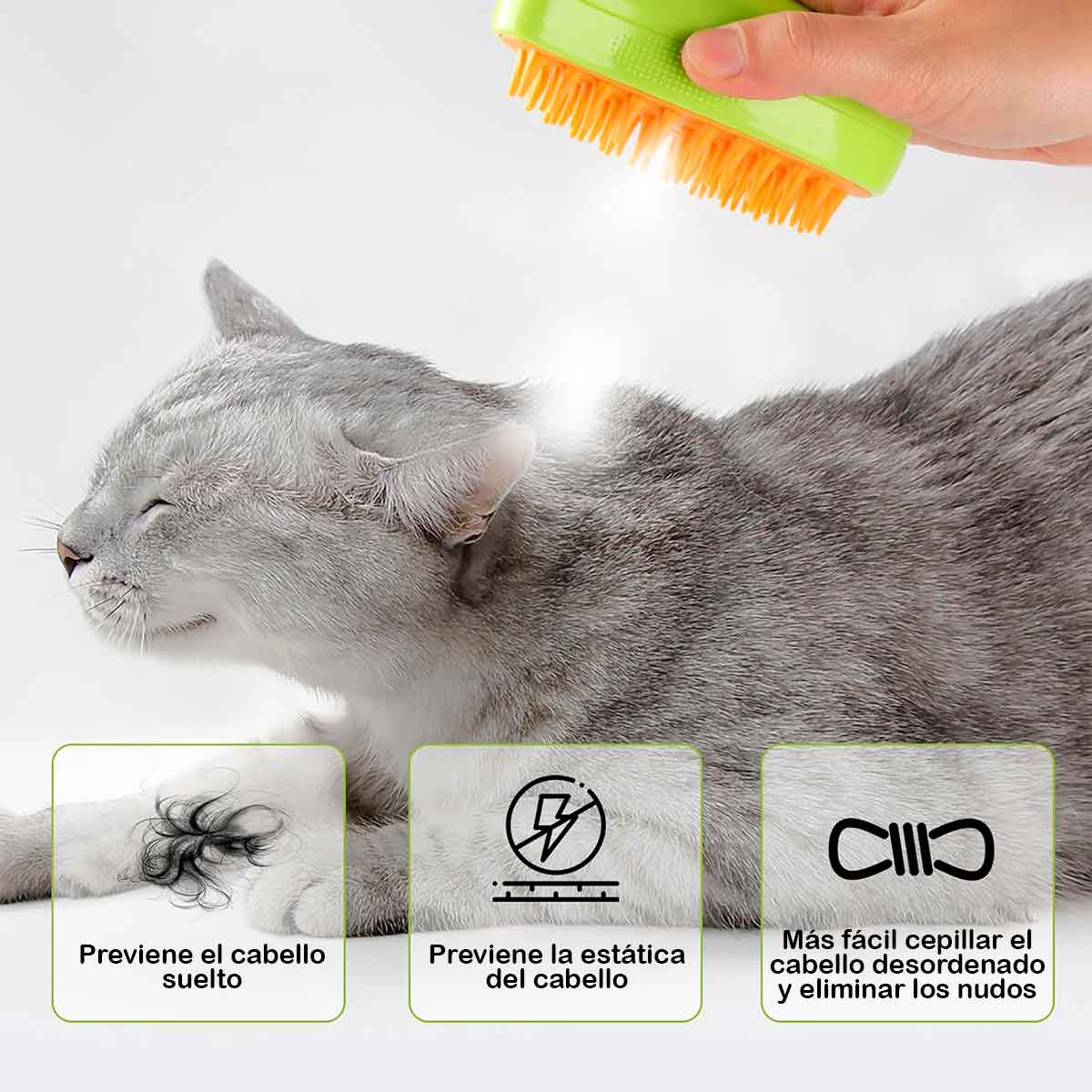 Cepillo De Vapor Masajeador Quita Pelos Vaporizador Para Mascotas JL02