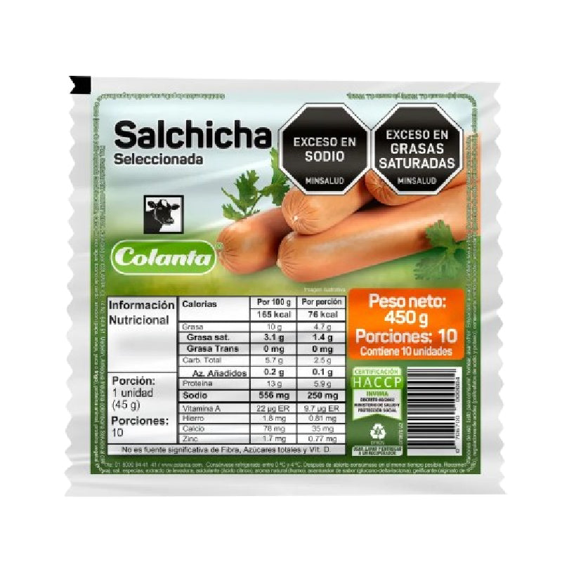 SALCHICHA COLANTA 10U 450G