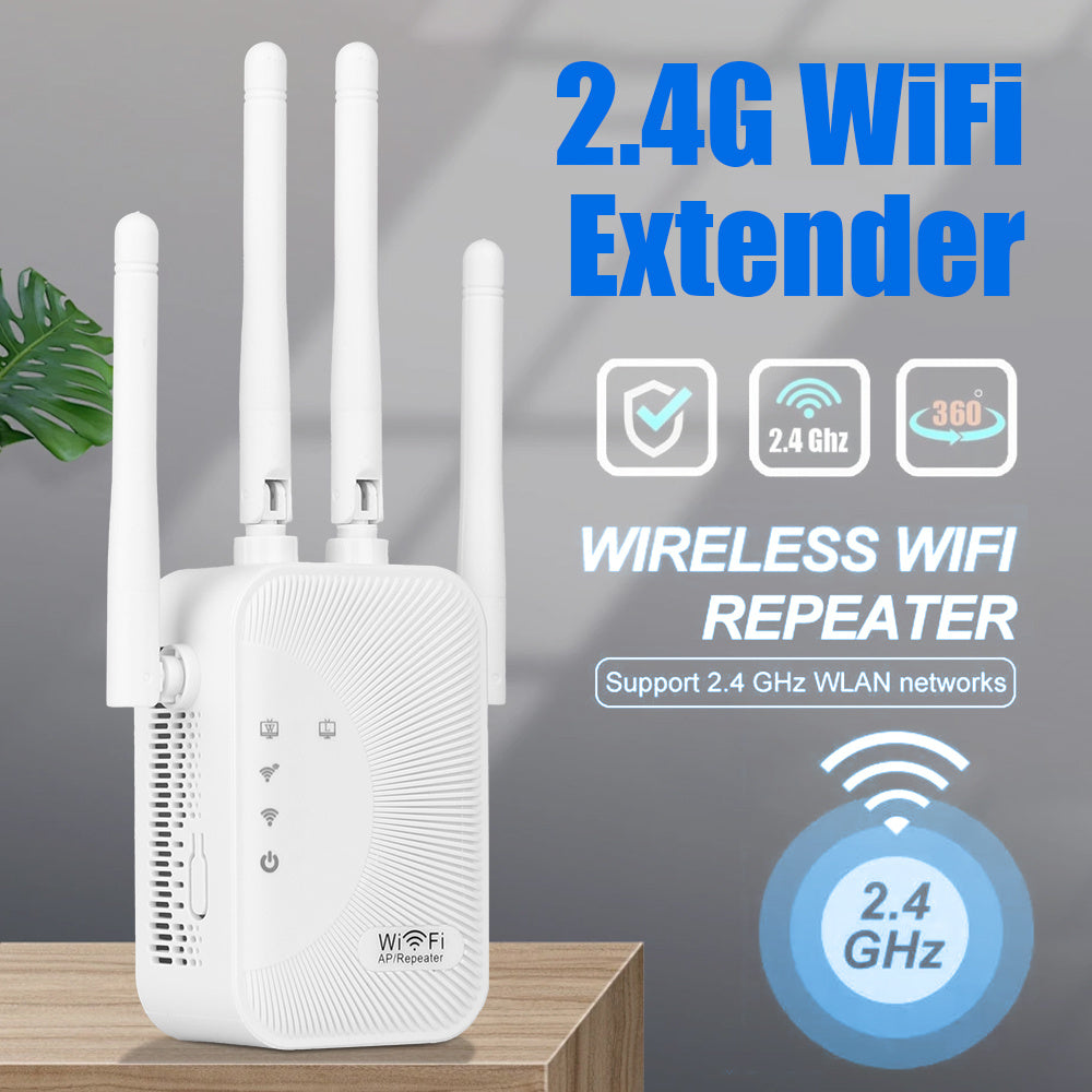 Amplificador de Señal WiFi OEKE con 4 Antenas, Red Inalámbrica Dual Mode, Ampliador de Cobertura WiFi Compatible con Router/Computadora/Laptop, para Hogar/Oficina/Café/Tienda - Blanco, Mejora de Conexión Inalámbrica en Casa o Cafetería, Dispositivo Moder