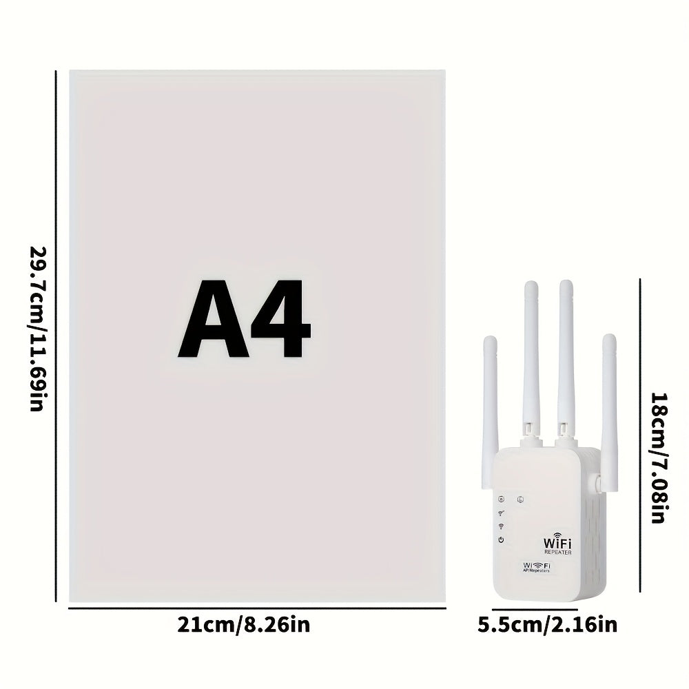Amplificador de Señal WiFi OURLIFE con 4 Antenas, Amplificador sin varillas 2.4GHz para Hogar, Oficina y Cafetería - Elimina Zonas Muertas, Compatible con Smartphones, Tabletas y TVs Inteligentes - Enchufe US (110-130V), Mejora la Cobertura del Internet