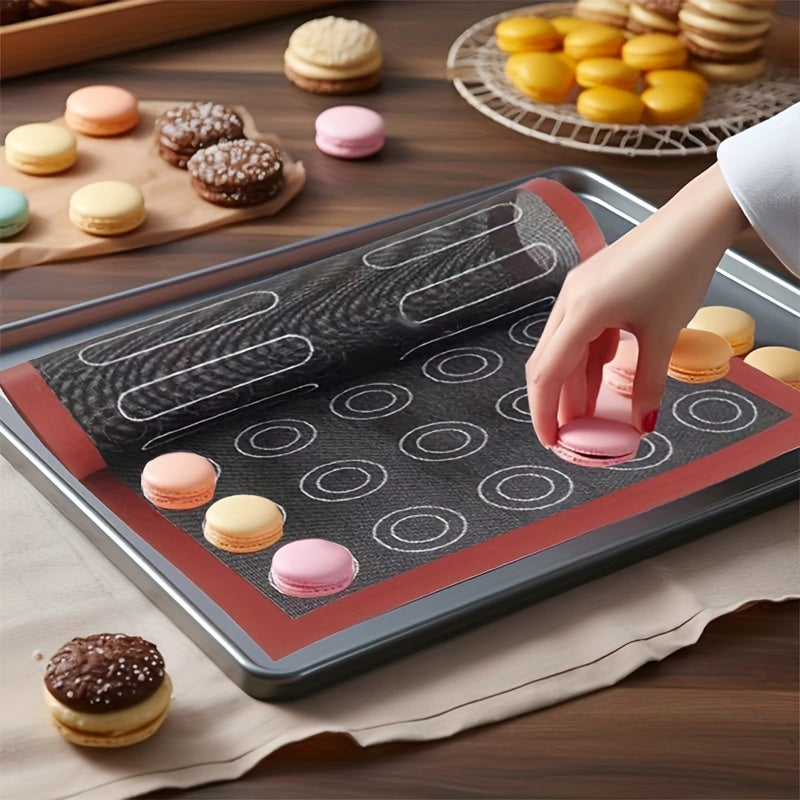 1pc Alfombrilla de silicona perforada para hornear, bandeja antiadherente para horno, herramientas para hornear al aire libre, accesorios de cocina, almohadilla para macarrones para galletas y pasteles.