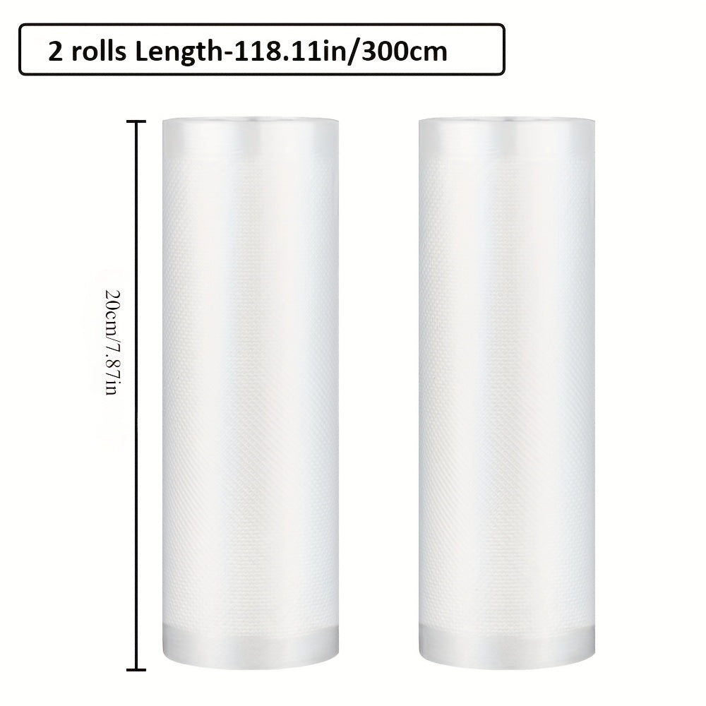 2 Rollos, Bolsas para Sellado al Vacío de Alimentos, Conservación Fresca, Material Grado Alimenticio, Paquete Individual, Uso en Restaurantes y Hogar