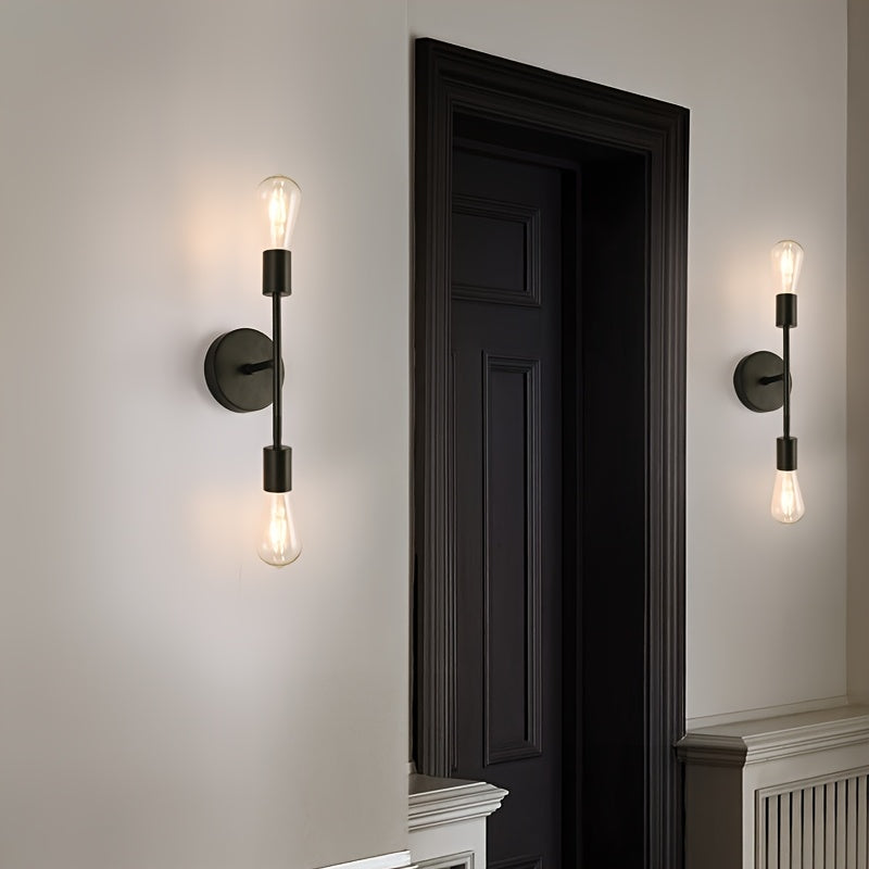 Arandela Minimalista Moderna de 2 Luces con Base E27 - Aplique Semiempotrado en Hierro Fundido para Entrada, Pasillo, Baño, Escaleras y Dormitorio (Sin Bombillas Incluidas), Iluminación Elegante para Sala, Acabado Pintado