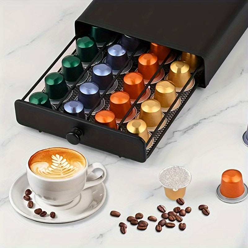 1pc Caja Organizadora Antipolvo para Cápsulas de Café, Estante Tipo Cajón en , Exhibidor para 40 Cápsulas Pequeñas de Café