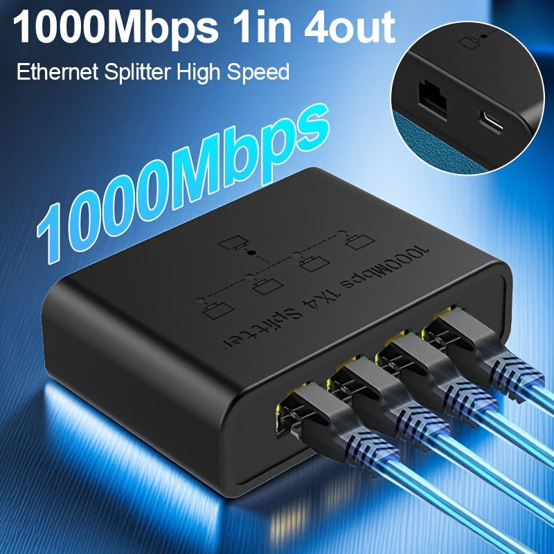 Conmutador Ethernet Gigabit 5 en 1, compatible con redes 10/100/1000m, portátil y fácil de instalar, alimentado por USB con 4 puertos de expansión, extensor de red uno a cuatro
