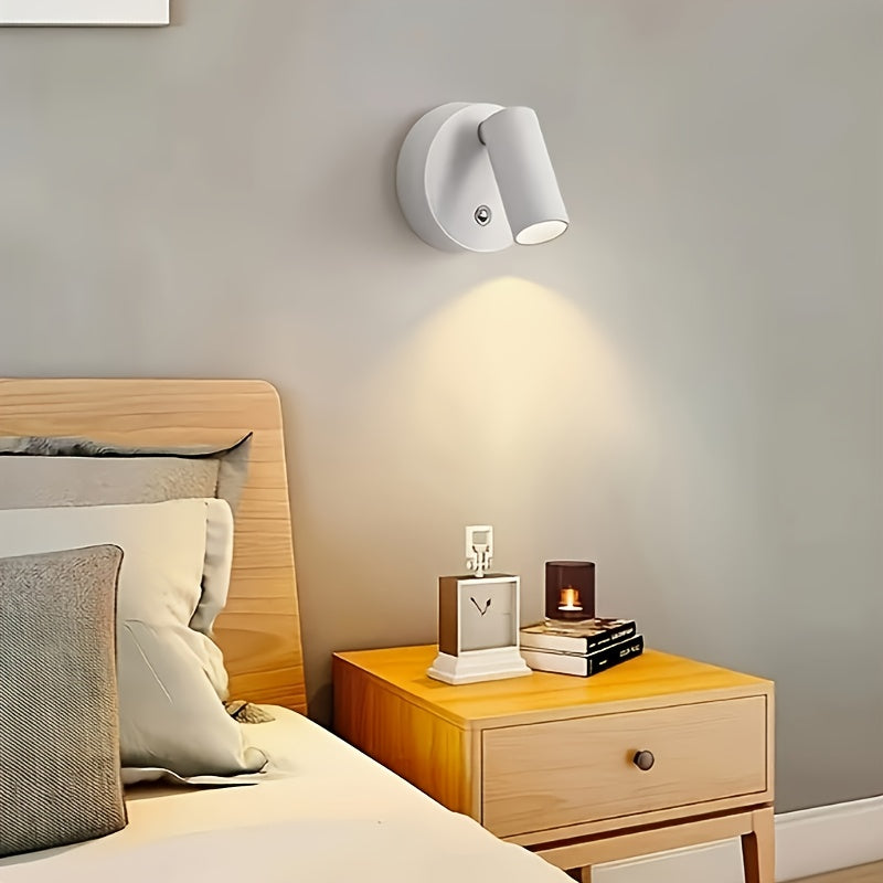 1 pieza Luz Nocturna Giratoria de 360°, Alimentada por USB con Batería de Litio Recargable, Lámpara de Lectura LED Magnética, Brillo Ajustable al Tacto, Adecuada para Dormitorio junto a la Cama, Armario, Sala de Estar, Escritorio, Decoración de Barra, Cu