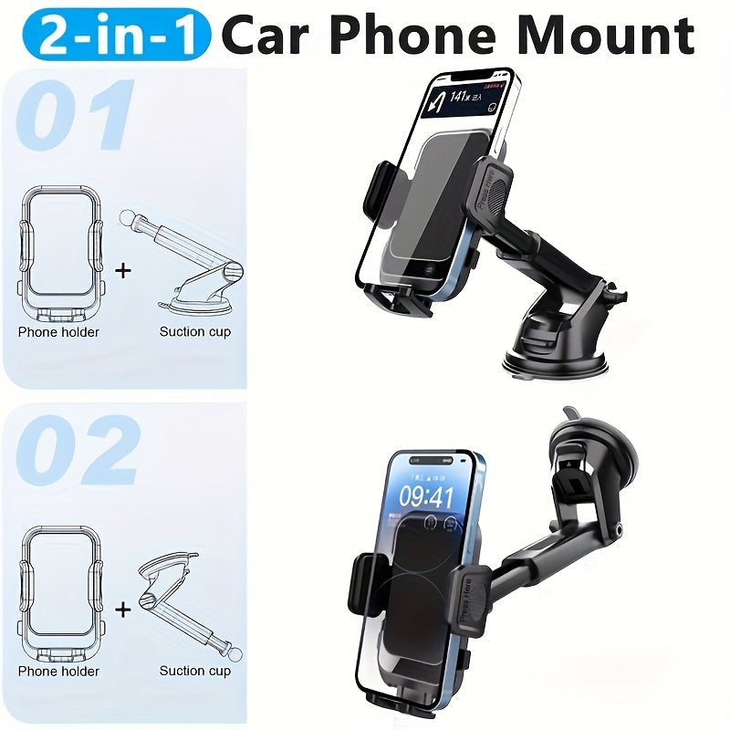 Soporte para teléfono de coche con rotación de 360 grados y cabezal giratorio de 270 grados, soporte para smartphone 2 en 1, suave de PVC, para navegación en vehículo