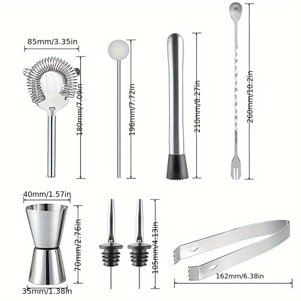 5/6/9pcs Juego de herramientas de bar de acero inoxidable para coctelería Shaker mezclador de cócteles mezclador de cócteles Conjunto completo de herramientas de bar para fiestas