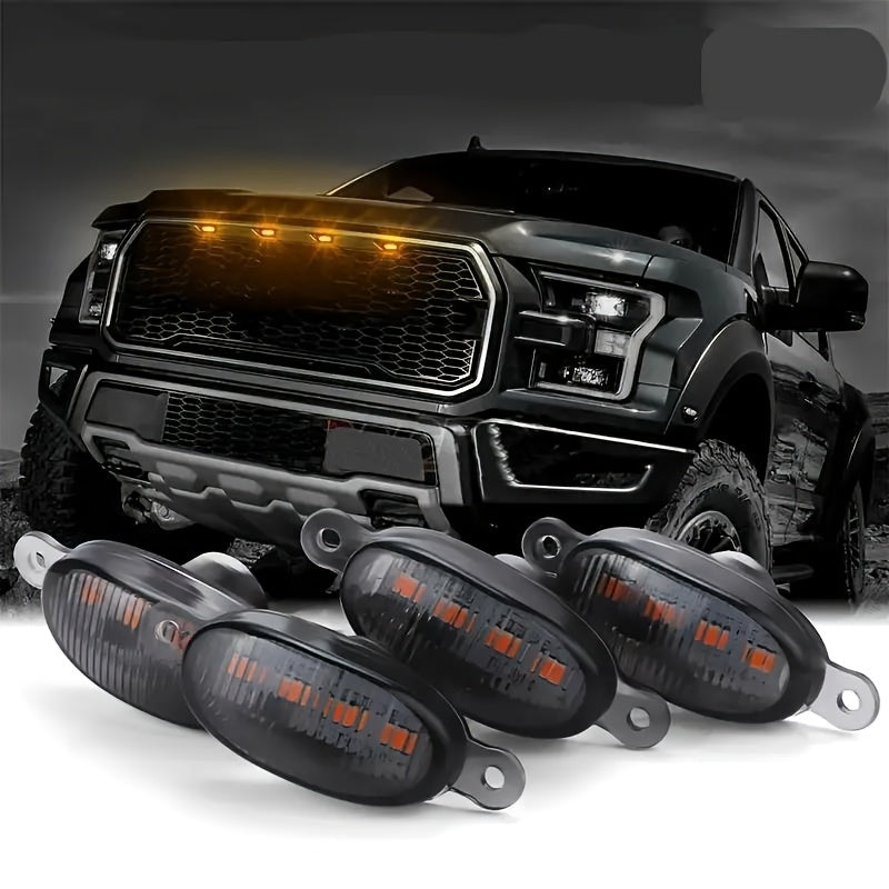 Luces decorativas LED para parrilla automotriz, luces ambientales auxiliares amarillas, ideales para sedanes, SUVs y camionetas, sin batería