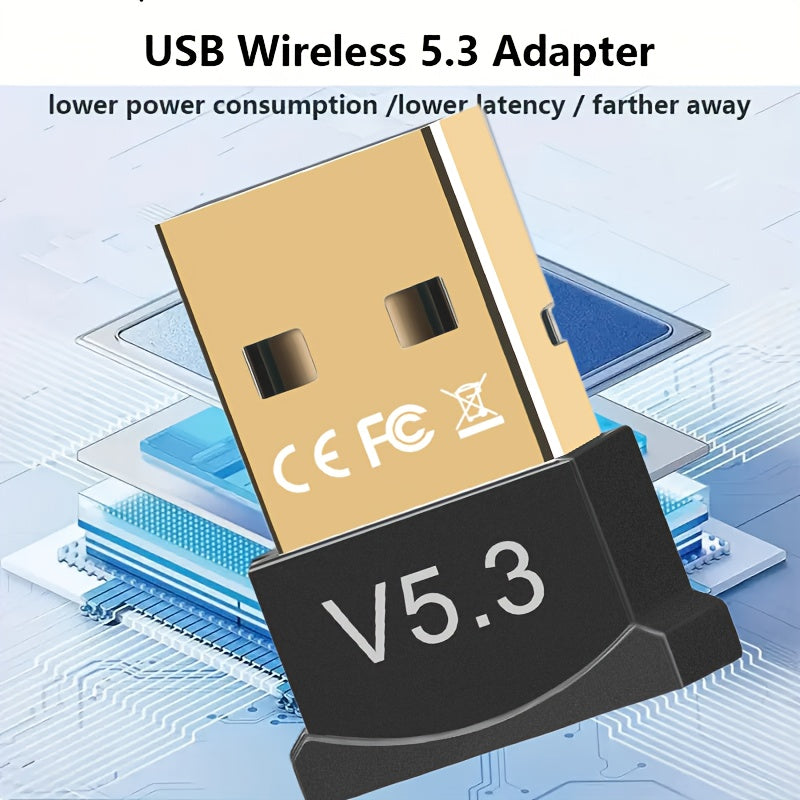 Adaptador sin varillas USB 5.3 para PC y Portátil - Dongle de Alta Velocidad con Certificación FCC, Compatible con Windows 11/10/8.1, Desciende Automáticamente a 5.1/5.0/4.2/4.1/4.0, Adaptador USB-C Plug & Play para Conexión Mejorada, Contactos Chapados